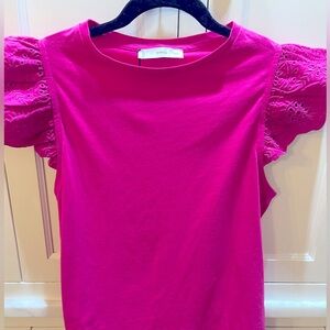 NWT Mango fuschia ruffle tshirt